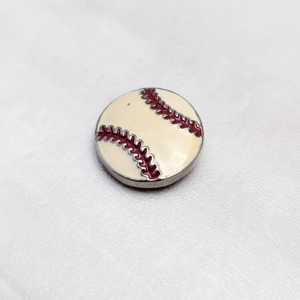 Snap Button Charm - Baseball Design - Picture 2 of 4